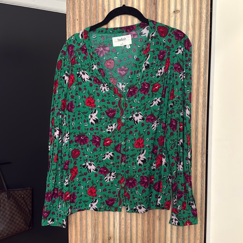 ba&sh green floral top